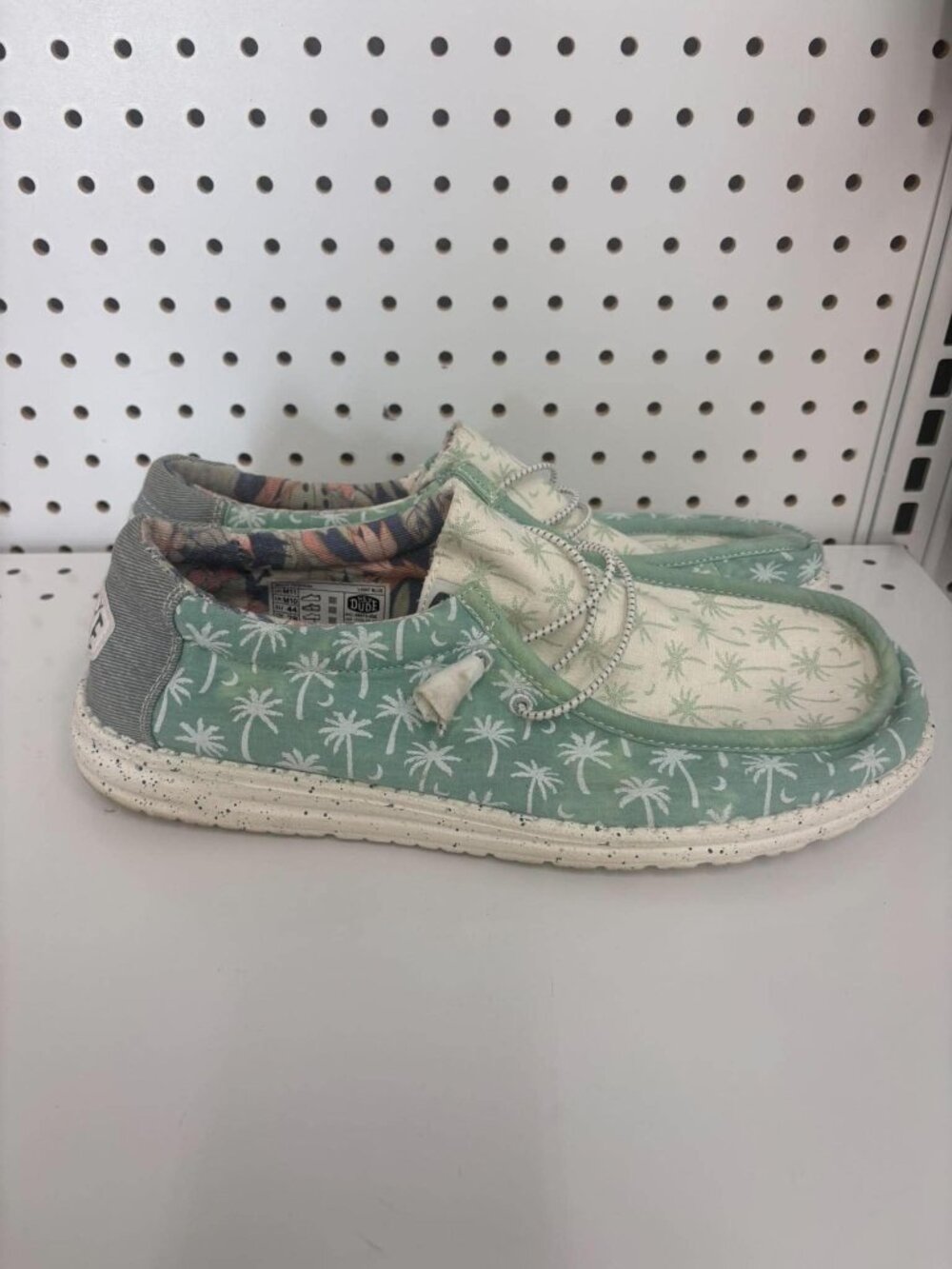 Hey Dude Mens Wally Tropical Light Blue Palm Tree Slip-On Shoes US M11